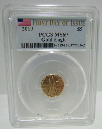 2019 US 5 DOLLAR GOLD EAGLE COIN PCGS MS 69