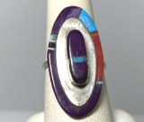 SIGNED TJO SUGILITE TURQUOISE STERLING RING