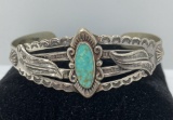 BELL TRADING POST STERLING TURQUOISE CUFF BRACELET