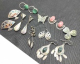 52 GRAM STERLING EARRING PIN BROOCH LOT OF 9