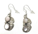 SIGNED IC MOTHER OF PEARL STERLING NAVAJO EARRINGS