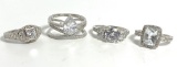 LOT OF 4 STERLING CZ RINGS