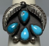 OLD PAWN ROBINS EGG TURQUOISE NAVAJO STERLING RING