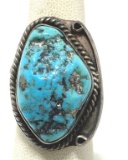 OLD PAWN JUSTIN MORRIS STERLING TURQUOISE RING
