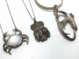 LOT OF 3 NAUTICAL STERLING NECKLACES PENDANTS