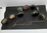 LARGE AGATE STONE GERMAN SILVER CONCHO BELT