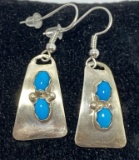 STERLING TURQUOISE FRENCH HOOK EARRINGS