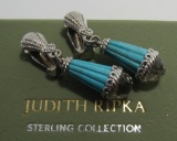 JUDITH RIPKA EARRINGS STERLING SILVER TURQUOISE