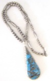 BE MARK TURQUOISE BEADED NECKLACE STERLING SILVER