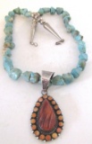 BEA TOM SOS TURQUOISE NECKLACE STERLING SILVER