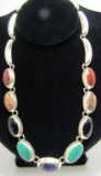 TS-79 MULTIGEM NECKLACE STERLING SILVER TAXCO