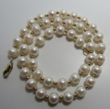14K GOLD 8MM PEARL NECKLACE 18
