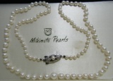 GRADUATED MIKIMOTO PEARL NECKLACE STERLING SILVER