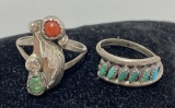 SIGNED WEEKA 2 STERLING NATIVE AMERICAN RING LOT