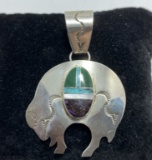 J HOWE STERLING TURQUOISE BUFFALO NECKLACE