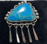 JUAN GUERRO STERLING TURQUOISE NAVAJO CLOUD PIN