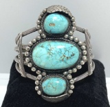 OLD PAWN TURQUOISE STERLING BRACELET