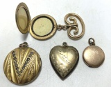 LOT OF 4 GOLD-FILLED PICTURE LOCKET PENDANTS