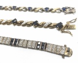 3 GOLD ON STERLING SAPPHIRE BRACELETS