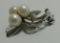 3 CULTURED PEARL PIN STERLING SILVER BROOCH