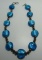 NAVAJO PEARL BLUE GLASS BEAD STERLING NECKLACE