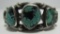 EARLY 5 TURQUOISE CUFF BRACELET STERLING SILVER