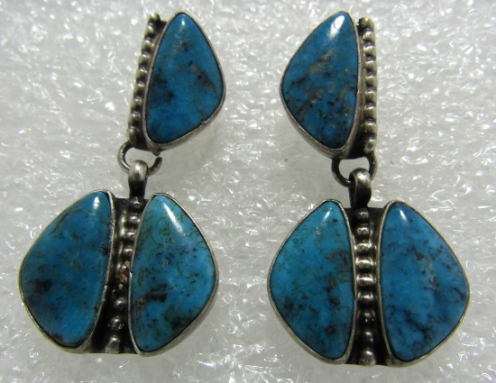 MARCELLA JAMES TURQUOISE EARRINGS STERLING SILVER