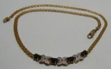 SAPPHIRE DIAMOND NECKLACE GOLD ON STERLING SILVER