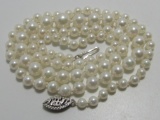 14K WHITE GOLD GRADUATED PEARL NECKLACE 4MM TO 7MM