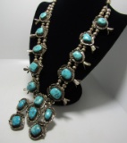 325 GRAM NAVAJO TURQUOISE STERLING SQUASH BLOSSOM