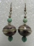 NAVAJO PEARL TURQUOISE EARRINGS STERLING SILVER