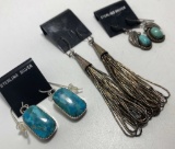 LOT OF 3 VINTAGE STERLING TURQUOISE EARRINGS