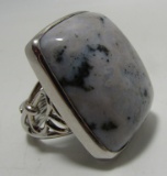 HUGE OCEAN JASPER RING STERLING SILVER SIZE 9