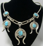 YAZZIE TURQUOISE NECKLACE STERLING SILVER COLLAR