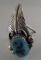 TURQUOISE RING STERLING SILVER SIZE 6 1/4