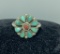 ZUNI PETIT POINT RED CORAL TURQUOISE STERLING RING