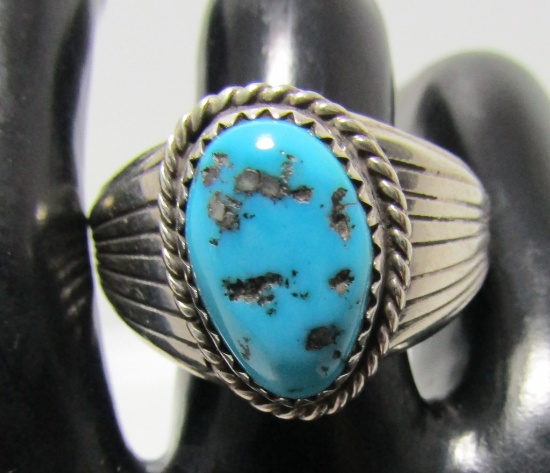 TURQUOISE RING STERLING SILVER SIZE 12.5