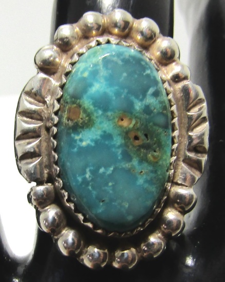 "KW" TURQUOISE RING STERLING SILVER SIZE 5.75