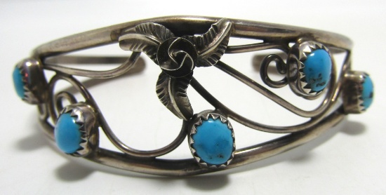 "C" TURQUOISE CUFF BRACELET STERLING SILVER