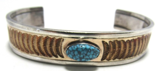 EMER TURQUOISE CUFF BRACELET GOLD STERLING SILVER