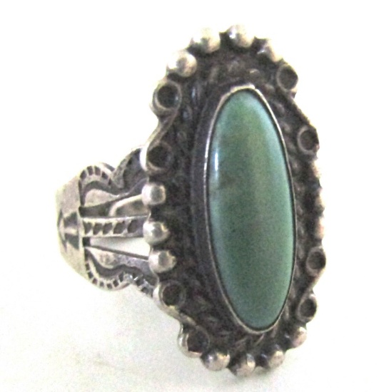 FRED HARVEY ERA TURQUOISE RING STERLING SILVER