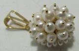 18K GOLD 42 PEARL NECKLACE PENDANT 750