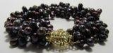 14K GOLD BLACK PEACOCK PEARL BRACELET 4 STRAND
