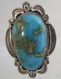 E.M. LINKIN TURQUOISE RING STERLING SILVER SIZE 11