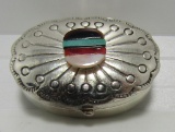 TURQUOISE MOP CORAL TRINKET BOX STERLING SILVER