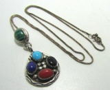 TURQUOISE MULTIGEM NECKLACE STERLING SILVER