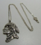 NAVAJO INDIAN PENDANT NECKLACE STERLING SILVER