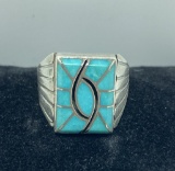 LEE NAVAJO HUMMINGBIRD STERLING TURQUOISE RING