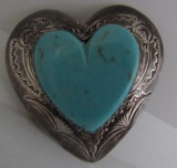 JOAN SLIFKA TURQUOISE BELT BUCKLE STERLING SILVER
