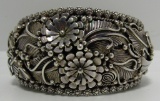 SQUASH BLOSSOM CUFF BRACELET STERLING SILVER